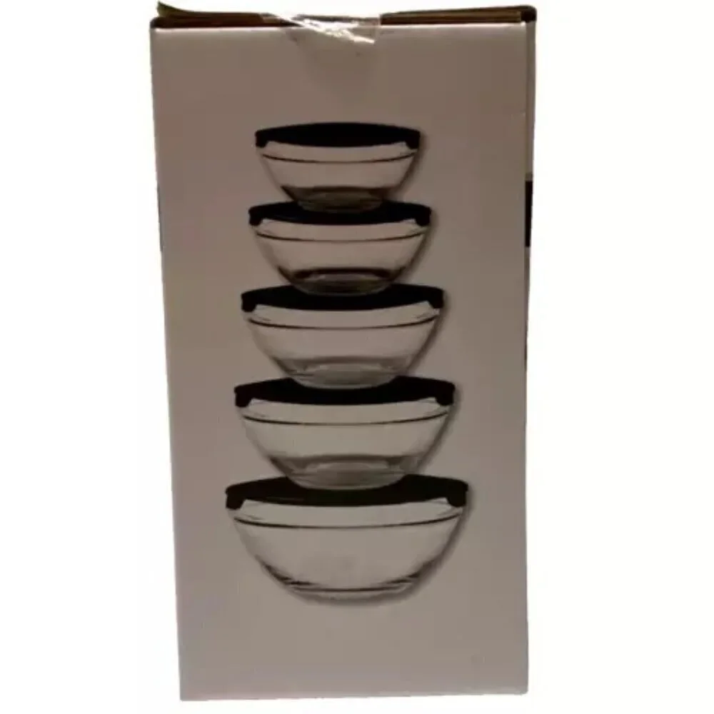 TAHARI Home Glass Nesting Prep Bowl‎ Set Stackable 10-Pc Kitchen Cooking Baking